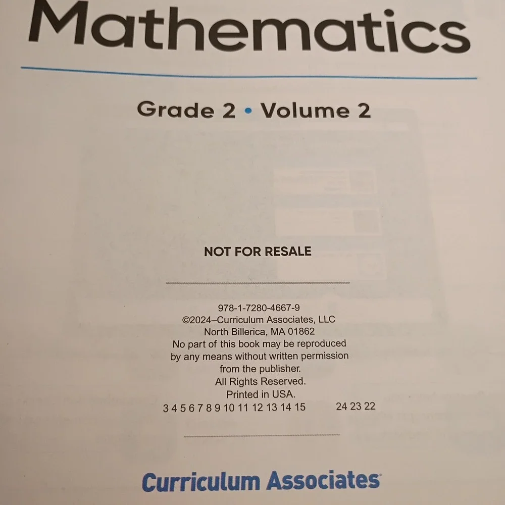 i-Ready Classroom Mathematics Grade 2 Volume 1 and 2 Paperback Curriculum Assoc.
